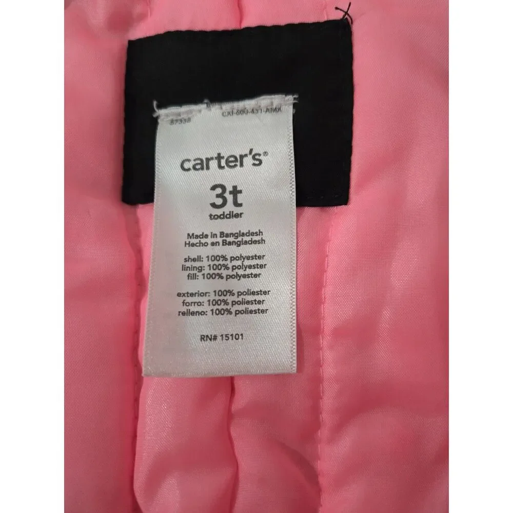 Carter's Snow Bibs Girls 3T Black One Piece Pockets Adjustable